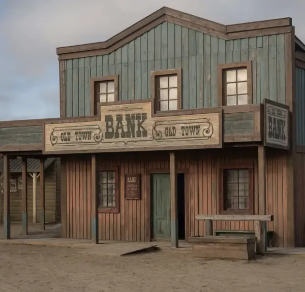 Фасад здания банка из вестерн фильмов